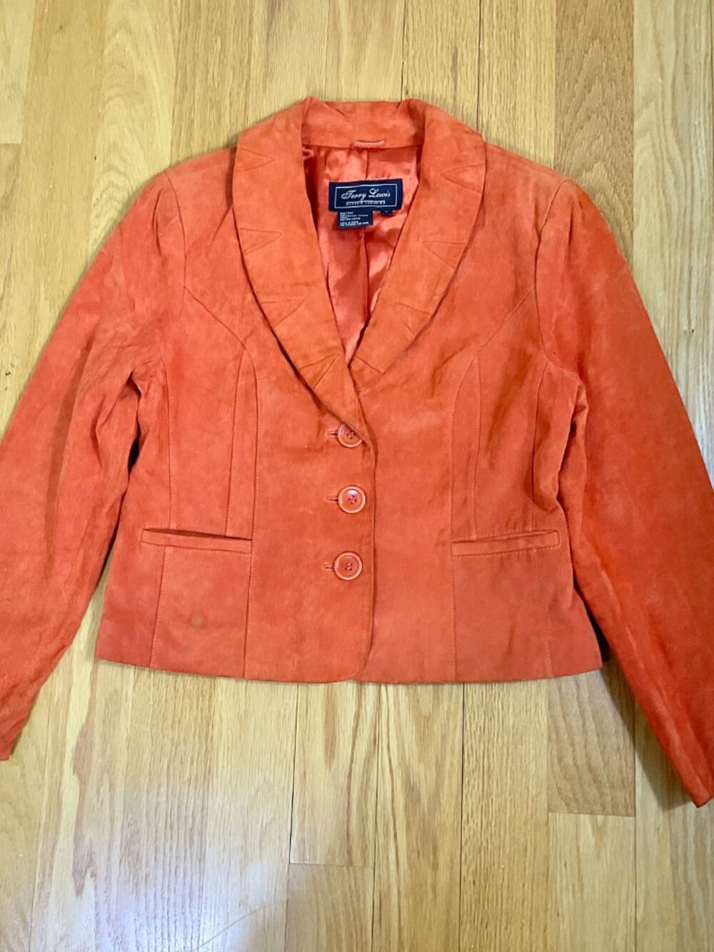 Bernardo Suede Jacket Blazer Orange Leather (M) - Picture 5 of 9